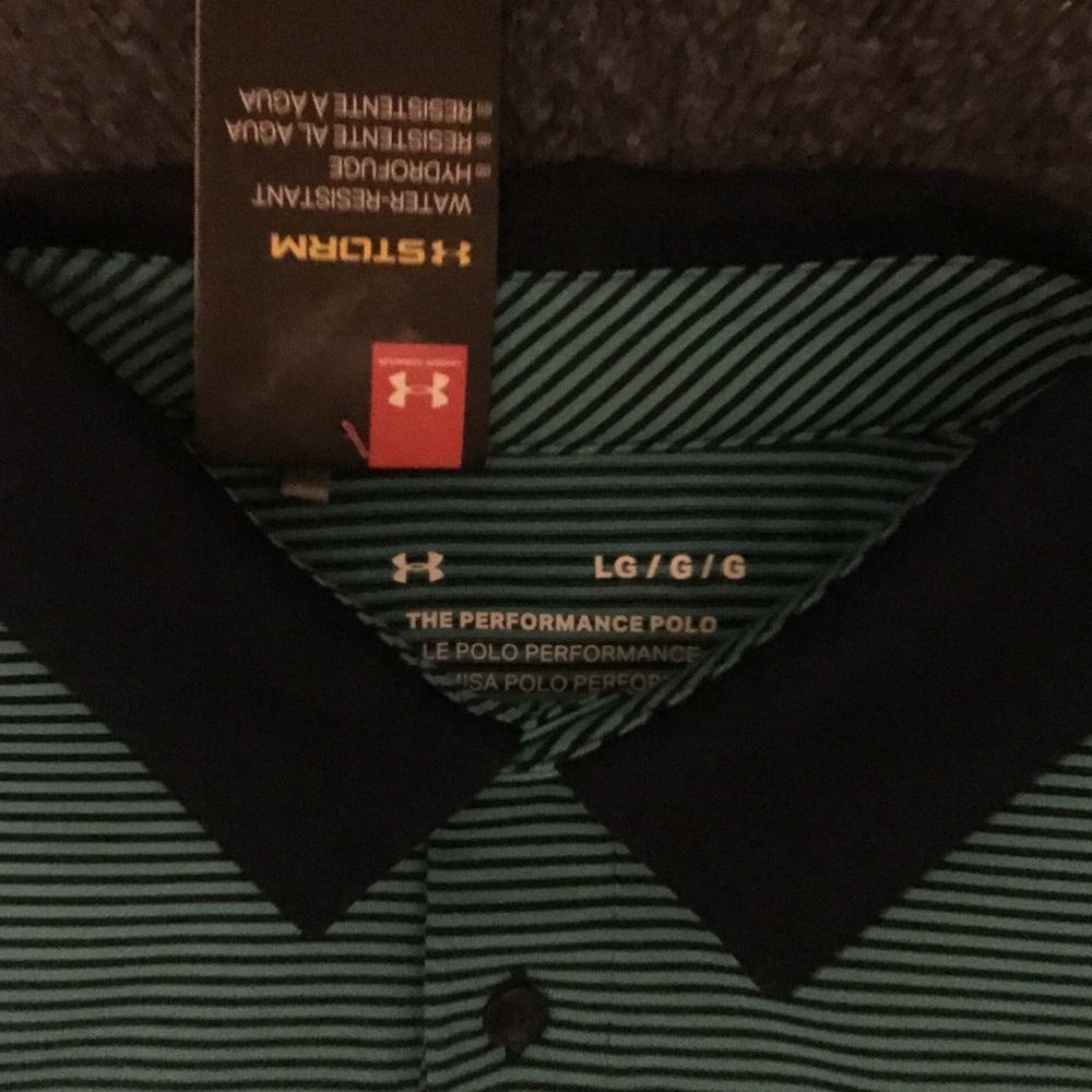 Under Armour Men's Polo Shirt - Teal and Black. - Picture 2 of 4